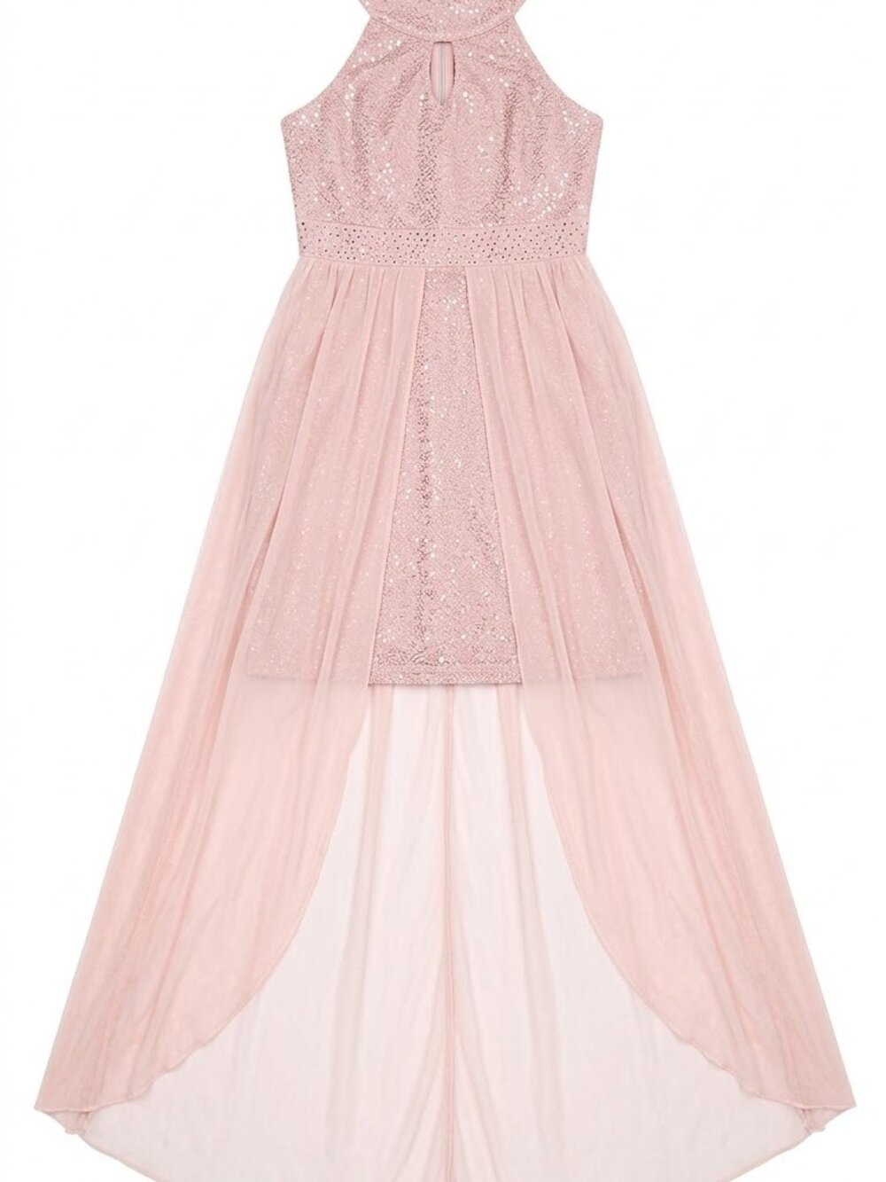 Poppies & Roses Pink Sequin High-Low Dress - Girls Size 12